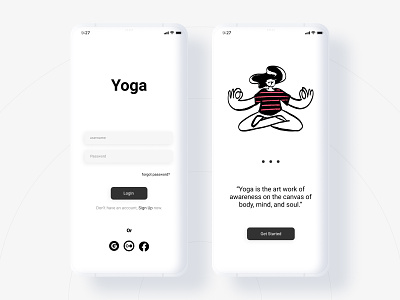 Yoga illustration milkshake minimal ui design yoga app
