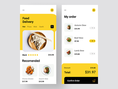 App Food Concept eat food food app icons ios price ui design ui kit ui ux yellow