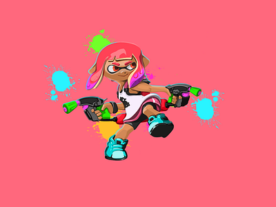 Inkling Girl - Splatoon Fan Art art digital art fan art illustration painting splatoon video games