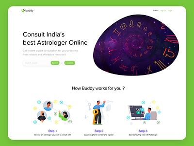 Buddy - Consult Astrology Online branding clean design illustration ui website