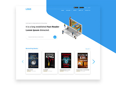 Books Online Library books homepage illustration landingpage library online shopping ui ux website