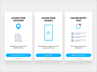 Permission app camera design lightblue location mobile notification permission ui