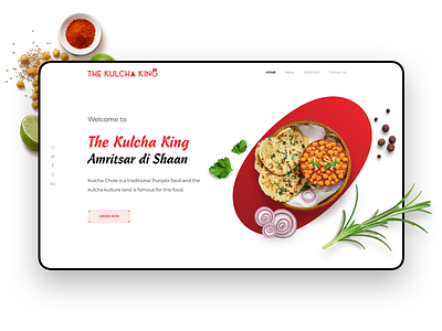 The Kulcha King booking clean delivery design flatdesign food hunger king kulcha online red restaurant tushar tushar saini ui ux web webdesign website website design