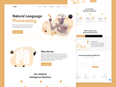 Natural Language Processing ai artificial intelligence bot clean landingpage machine learning natural nlp robot solution ui web design website website design