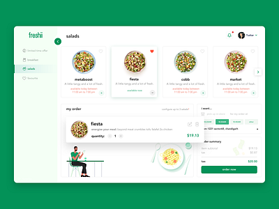 Salads dashboard design clean crm dashboad design favorite food fresh illustration orders payment salads tushar saini ui user interface ux webapp