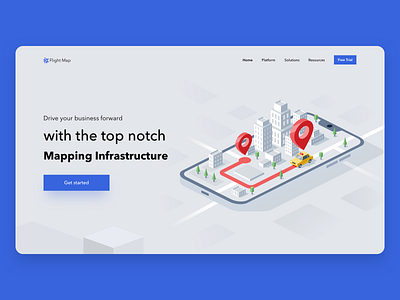 Flight Map Dribbble post business clean design drive flight map illustration isometric location pin map mapping maps notch top ui vector website