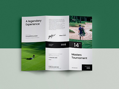 Golf. Trifold brochure brand flat flyer golf minimal print promo rack card