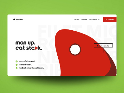 Web Design Concept: "Moo Moo" clean concept design flat food hero banner steak web design website concept