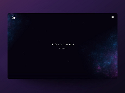 Web Design: "Solitude Agency" dark hero banner minimal outerspace web design website concept