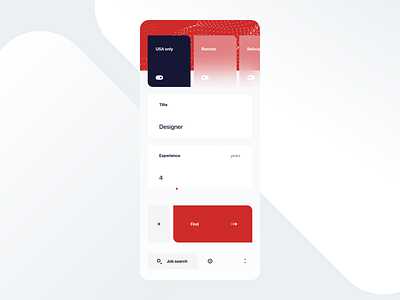 Futuristic Job Search Concept abstract app clean concept design form design form ui future design minimal modern red red app search toggle switch ui white space