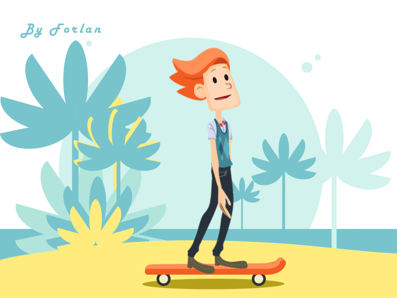 Skater Boy animation gif illustration ui