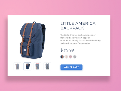 Backpack Product Detail button card color debut detail diffuse flat price product shadow thumbnail widget