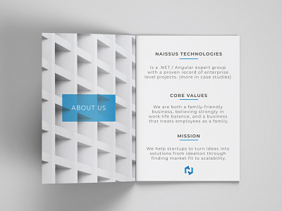 Page from Bi-Fold Brochure abstract abstract design bi fold bifold blue brand branding brochure design flat icon logo minimal