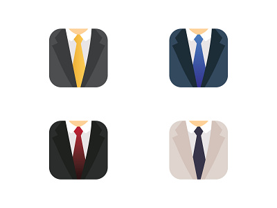 Suit Icons app blue cream design flat icon illustration minimal red suits ui ux vector yello