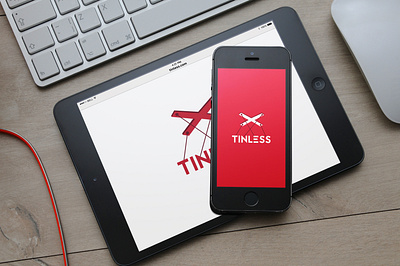 Tinless Logo Concept abstract mark app blue brand branding design flat icon identity logo logo design minimal mockup puppet master puppets red red white typography ui vector
