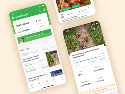 Homestead - Agricultural Investment App agriculture app contract farming financial invest investing investment ios mobile payment platform purchase shares transfer ui ux
