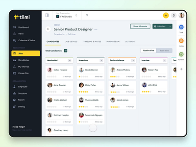 Tiimi - Candidate Details for a SaaS HR Management System animation candidate crm dashboard employee hrd hrm human resources interaction job kanban management pipeline product design resources resume saas saas design ui ux