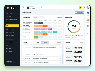 Tiimi - Search Interaction for a SaaS HR Management System animation candidate dashboard employee hr hrm hrs human resources interaction job management pipeline product design resource saas saas design search ui ux web design