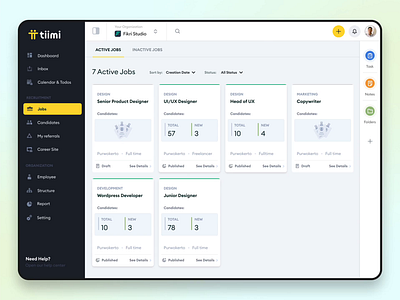 Tiimi - Create New Job Posting business candidate company creation employee flow hiring hr hrd hrm hrs job management posting saas team ui ux webapp
