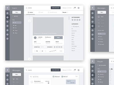 Event Management Dashboard Wireframe #1