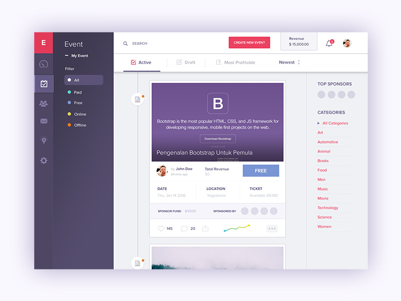 Event Management Page app webapp website desktop webdesign ux ui dashboard management event