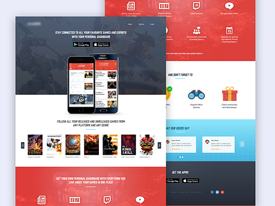 Game news and Esports app - Landing Page article desktop esports gamer games landingpage news sketchapp ui ux web webdesign