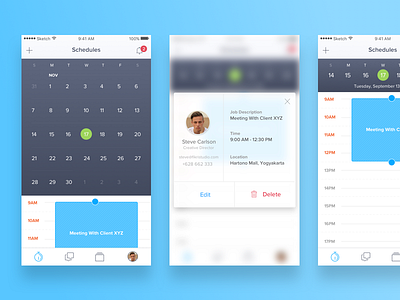Scheduler App app calender dashboard employee ios iphone job schedule sketchapp task ui ux