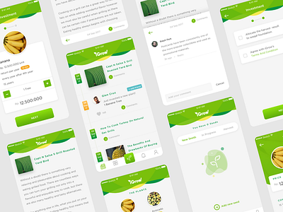 iGrow Concept - More Screens app fruit green grow investment plant ui ux vegetable
