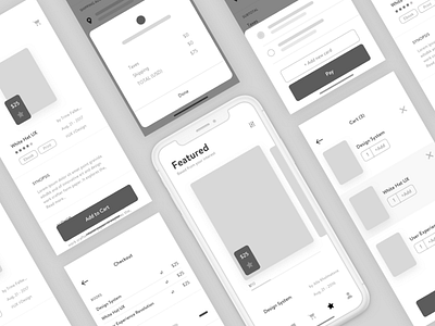 Bookstore App Wireframe app book ebook ios mobile store ui ux wireframe