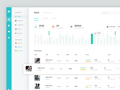 Dashboard Sales app dashboard design desktop earning management marketing product sales store table ui ux web webdesign