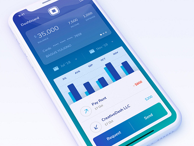 Mobile banking concept - Squarebank app card currency financial fintech ios mobile money money app pay statistics ui ux wallet