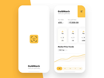 GoldWatch app app dashboard face id gold ios iphone x management map price principle savings ui ux