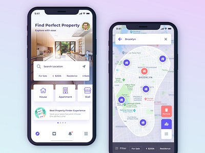 Oemah Finder apartment app directory explorer figma find home house ios kit listing location map mobile property search stall ui ux