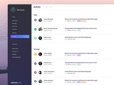 Elimisto Activity Calendar activity app calendar crm dashboard figma management product design schedule system timeline ui ux web web design webdesign