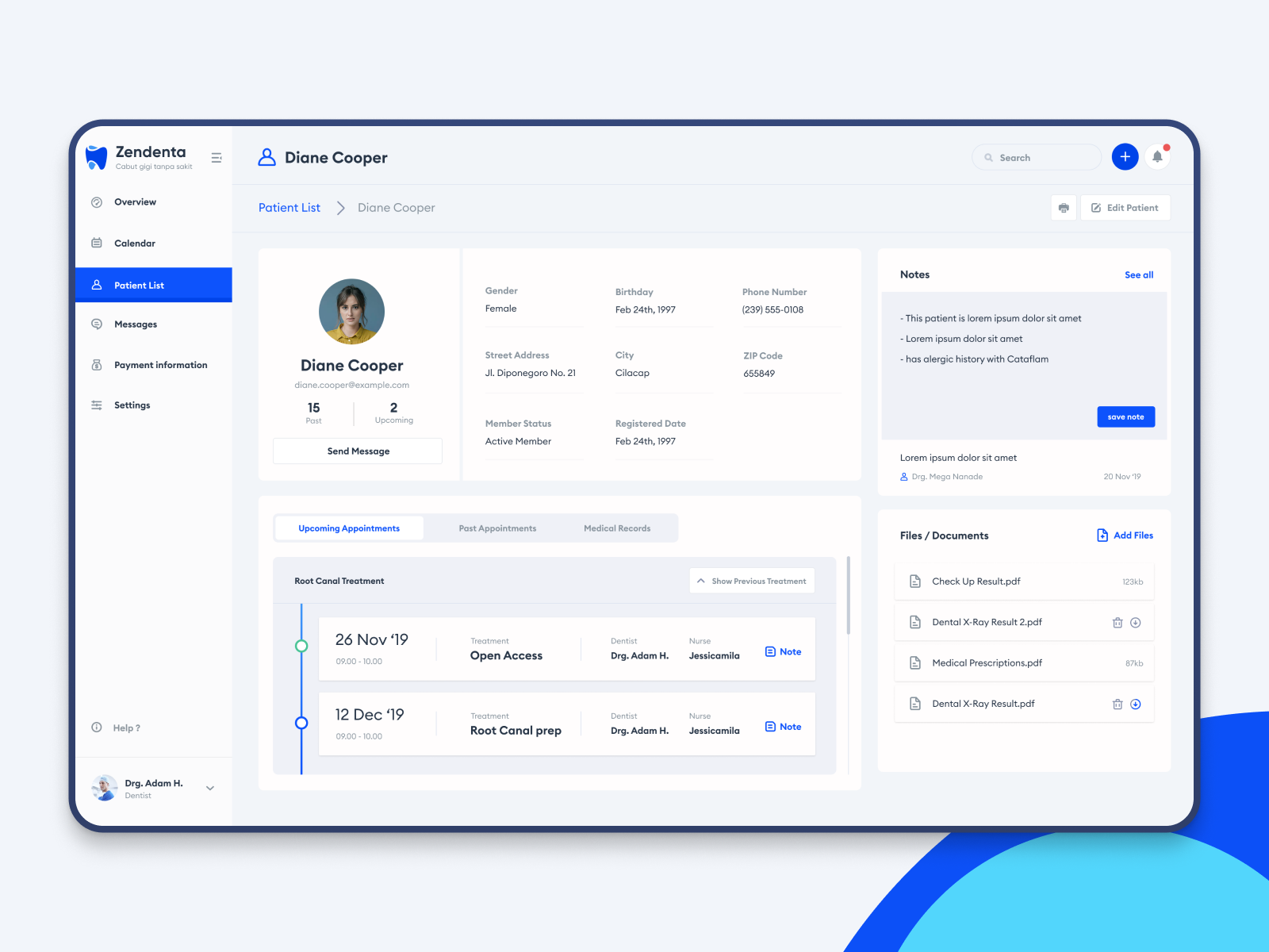 Zendenta - Patient detail by Bagus Fikri for Fikri Studio - SaaS UI/UX ...