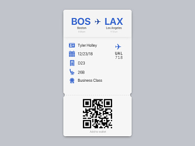 Boarding Pass 024 black blue boardingpass daily challenge dailyui design icon qrcode sketch ui white