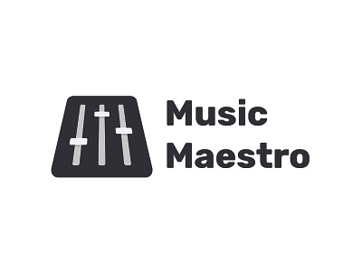 Music Maestro black branding console console music grey label logo maestro mixer music music console music maestro music mixer music producer music sliders producer record label studio white