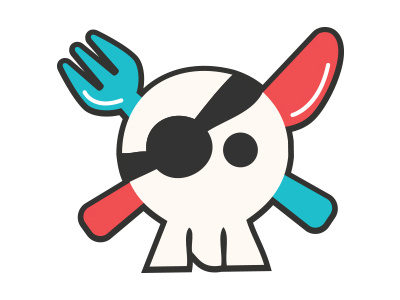 Food Explorer Icon eyepatch food fork iconagraphy knife pirate skull