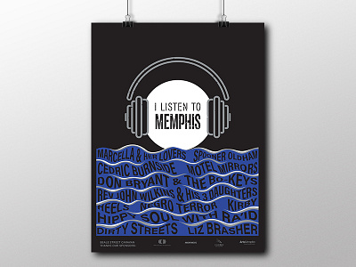 I Listen to Memphis poster memphis music poster design screen printing typography