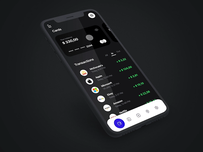 Financial app dark mode - iphone animation adobe xd animation dark mode dark ui finance app financial app interface mobile app mobile design mobile ui