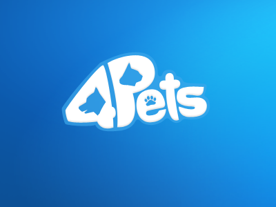 4Pets Logo animal blue cat dog logo paw pet