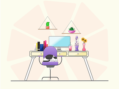 Office Desk Vector Art design flat graphic design minimal office sketch vector art