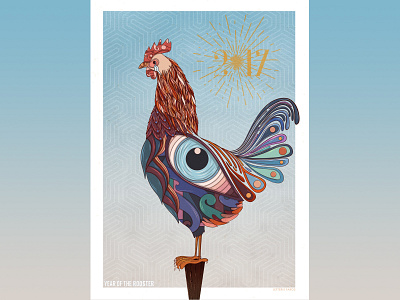 2017 - Year of the Rooster athens chinese new year design flat greece illustration illustrator new year poster rooster vector