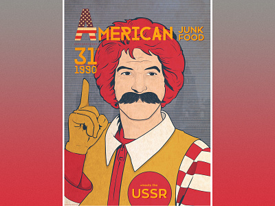 1st McDonald's in the USSR character design flat illustration illustrator mcdonalds moscow poster russia stalin typography ussr vector