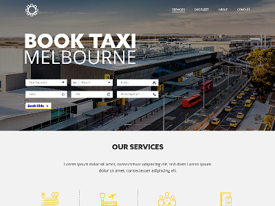 Home Page UI Design of a Taxi Booking Website bold font online booking typography ui uidesign