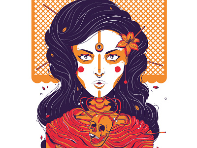 Muertos digital girl ilustración oaxaca skull tradición vector