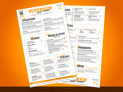 BuffBrew Modular Dinner Menu beer branding design graphic design houston indesign menu page layout restaurant