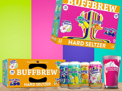 Buff Brew Hard Seltzer beer branding beer can branding can design drink food fruit graphic design houston illustration logo package packaging design seltzer vector