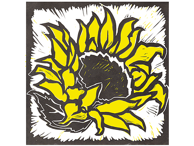 Sunflower Woodcut