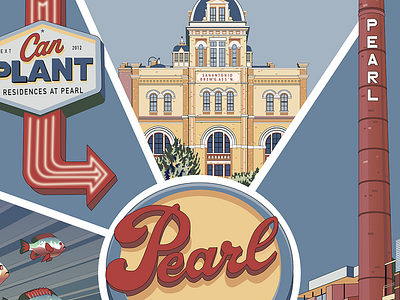 San Antonio's Pearl beer pearl brewery poster art san antonio texas travel poster vector art